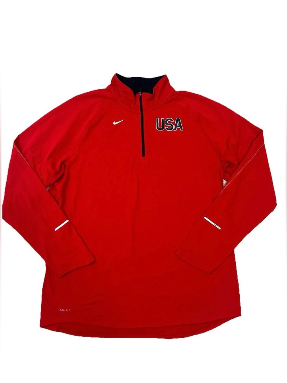 Nike Dri Fit Running Element Red USA Flag 1/4 Zip Pullover Shirt Men’s Size XL